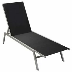 VidaXL Chaise longue Acier et textilène Noir 10 VidaXL Chaise longue Acier et textilène Noir -Bains de soleil Soldes image 3 48011