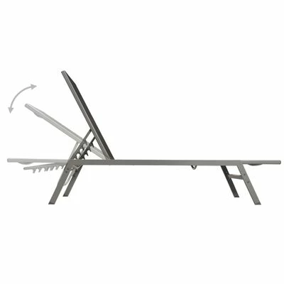 VidaXL Chaises longues 2 pcs avec table Acier et textilène Noir 5 VidaXL Chaises longues 2 pcs avec table Acier et textilène Noir – Image 3