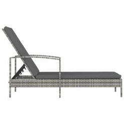 VidaXL Chaise longue avec accoudoirs Résine tressée Gris -Bains de soleil Soldes image 3 48126