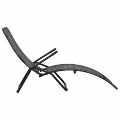 VidaXL Chaise longue pliable Résine tressée Gris 10 VidaXL Chaise longue pliable Résine tressée Gris -Bains de soleil Soldes image 3 48128