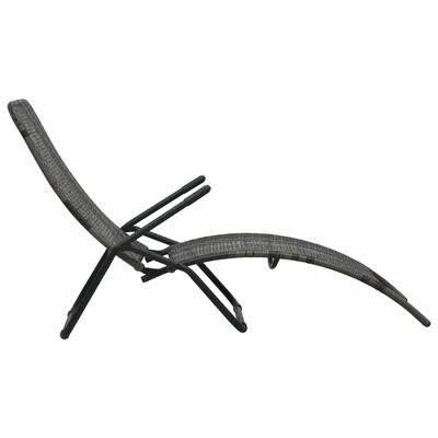 VidaXL Chaise longue pliable Résine tressée Gris 5 VidaXL Chaise longue pliable Résine tressée Gris – Image 3