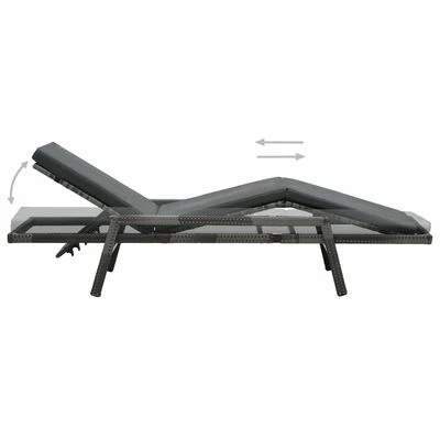 VidaXL Chaise longue avec coussin Résine tressée Gris 5 VidaXL Chaise longue avec coussin Résine tressée Gris – Image 3