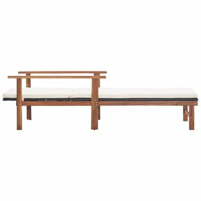 VidaXL Chaise longue et coussin Résine tressée et bois d'acacia Noir 5 VidaXL Chaise longue et coussin Résine tressée et bois d'acacia Noir – Image 3