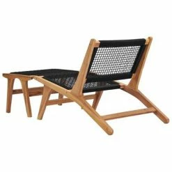 VidaXL Chaise longue avec repose-pied Bois de teck solide et corde -Bains de soleil Soldes image 3 49368