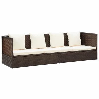 VidaXL Lit de jardin avec coussin et oreillers Résine tressée Marron 5 VidaXL Lit de jardin avec coussin et oreillers Résine tressée Marron – Image 3