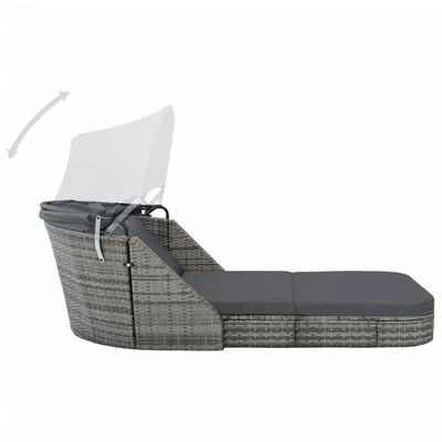 VidaXL Chaise longue avec auvent Résine tressée Anthracite 5 VidaXL Chaise longue avec auvent Résine tressée Anthracite – Image 3