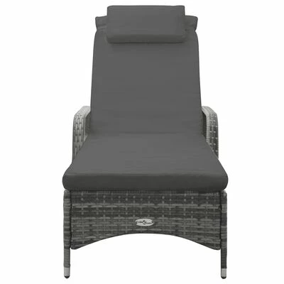 VidaXL Chaise longue avec roues Résine tressée Anthracite 5 VidaXL Chaise longue avec roues Résine tressée Anthracite – Image 3