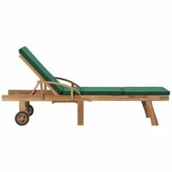 VidaXL Chaises longues avec coussins 2 pcs Bois de teck solide Vert 11 VidaXL Chaises longues avec coussins 2 pcs Bois de teck solide Vert -Bains de soleil Soldes image 4 3054635