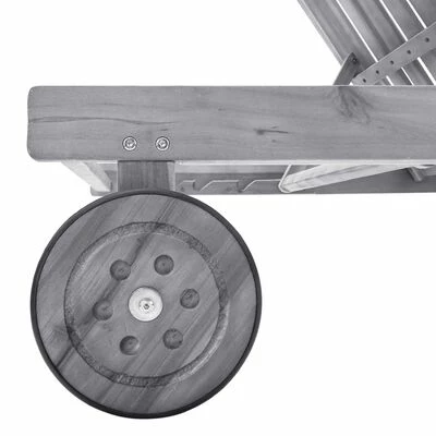 VidaXL Chaise longue de jardin avec coussin Gris Bois d'acacia solide 6 VidaXL Chaise longue de jardin avec coussin Gris Bois d'acacia solide – Image 4