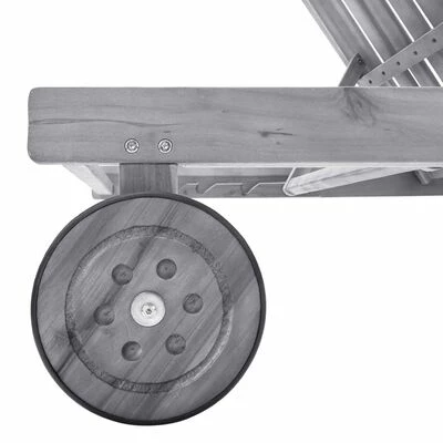 VidaXL Chaise longue de jardin avec coussin Gris Bois d'acacia solide 6 VidaXL Chaise longue de jardin avec coussin Gris Bois d'acacia solide – Image 4