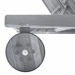 VidaXL Chaise longue de jardin 2 places avec coussin Gris Acacia -Bains de soleil Soldes image 4 3061401