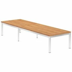 VidaXL Chaise longue avec coussin Bois de teck et acier inoxydable 11 VidaXL Chaise longue avec coussin Bois de teck et acier inoxydable -Bains de soleil Soldes image 4 3061477