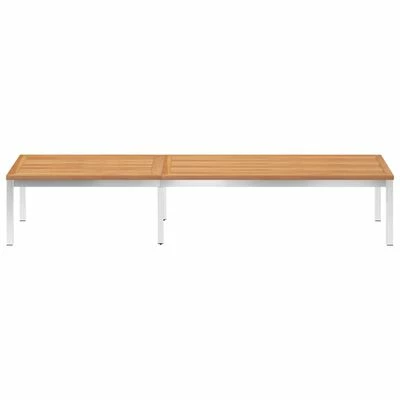 VidaXL Chaise longue avec coussin Bois de teck et acier inoxydable 6 VidaXL Chaise longue avec coussin Bois de teck et acier inoxydable – Image 4