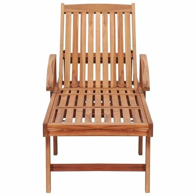VidaXL Chaise longue avec coussin vert Bois de teck solide 6 VidaXL Chaise longue avec coussin vert Bois de teck solide – Image 4