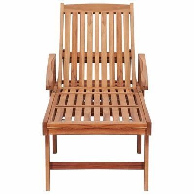 VidaXL Chaise longue avec coussin rouge bordeaux Bois de teck solide 6 VidaXL Chaise longue avec coussin rouge bordeaux Bois de teck solide – Image 4