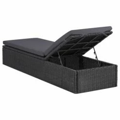 VidaXL Chaise longue Résine tressée Noir et gris foncé 11 VidaXL Chaise longue Résine tressée Noir et gris foncé -Bains de soleil Soldes image 4 310148