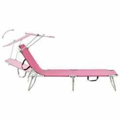 VidaXL Chaise longue pliable avec auvent Acier Rose magento 11 VidaXL Chaise longue pliable avec auvent Acier Rose magento -Bains de soleil Soldes image 4 310327