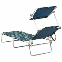 VidaXL Chaise longue pliable avec auvent Acier Motif de feuilles 11 VidaXL Chaise longue pliable avec auvent Acier Motif de feuilles -Bains de soleil Soldes image 4 310328