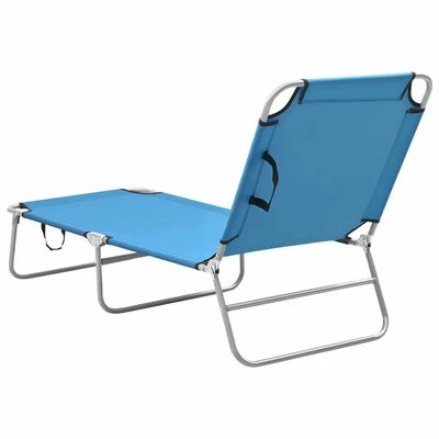 VidaXL Chaise longue pliable Acier et tissu Bleu turquoise 6 VidaXL Chaise longue pliable Acier et tissu Bleu turquoise – Image 4