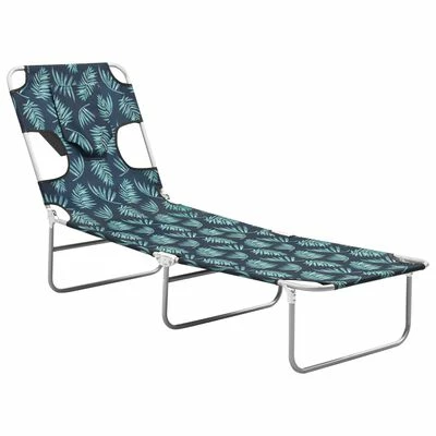 VidaXL Chaise longue avec coussin de tête Acier Motif de feuilles 6 VidaXL Chaise longue avec coussin de tête Acier Motif de feuilles – Image 4