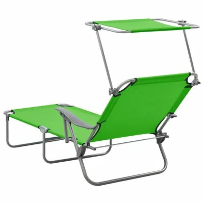 VidaXL Chaise longue avec auvent Acier Vert 6 VidaXL Chaise longue avec auvent Acier Vert – Image 4