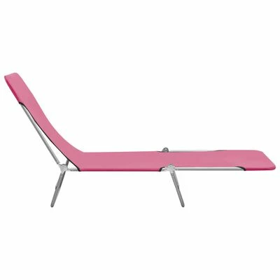 VidaXL Chaises longues pliables 2 pcs Acier et tissu Rose 6 VidaXL Chaises longues pliables 2 pcs Acier et tissu Rose – Image 4