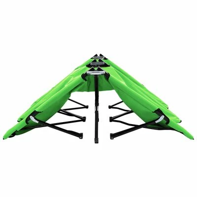 VidaXL Chaise longue pliable 2 places Vert Acier 6 VidaXL Chaise longue pliable 2 places Vert Acier – Image 4