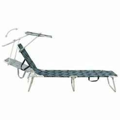 VidaXL Chaise longue pliable avec auvent Motif de feuilles Aluminium -Bains de soleil Soldes image 4 310364