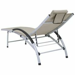 VidaXL Chaise longue Aluminium textilène Crème -Bains de soleil Soldes image 4 310502