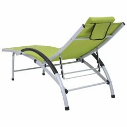 VidaXL Chaise longue Aluminium textilène Vert 11 VidaXL Chaise longue Aluminium textilène Vert -Bains de soleil Soldes image 4 310504