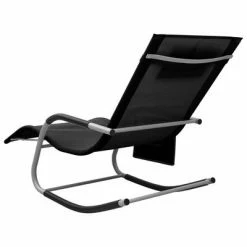 VidaXL Chaise longue Textilène Noir et gris 11 VidaXL Chaise longue Textilène Noir et gris -Bains de soleil Soldes image 4 310505