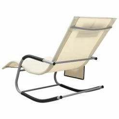 VidaXL Chaise longue Textilène Crème et gris 11 VidaXL Chaise longue Textilène Crème et gris -Bains de soleil Soldes image 4 310506
