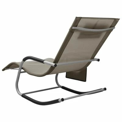 VidaXL Chaise longue Textilène Taupe et gris 6 VidaXL Chaise longue Textilène Taupe et gris – Image 4