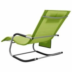 VidaXL Chaise longue Textilène Vert et gris -Bains de soleil Soldes image 4 310508