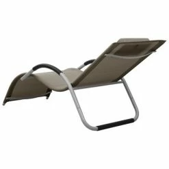 VidaXL Chaise longue Textilène Taupe et gris 11 VidaXL Chaise longue Textilène Taupe et gris -Bains de soleil Soldes image 4 310515
