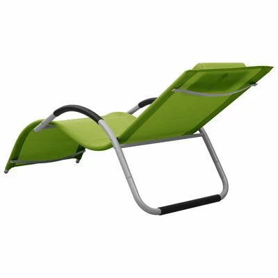 VidaXL Chaise longue Textilène Vert et gris 6 VidaXL Chaise longue Textilène Vert et gris – Image 4