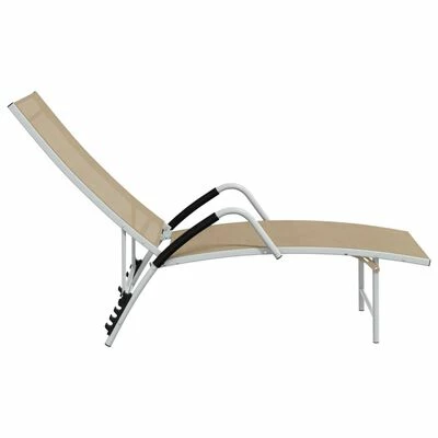 VidaXL Chaise longue Textilène et aluminium Crème 6 VidaXL Chaise longue Textilène et aluminium Crème – Image 4