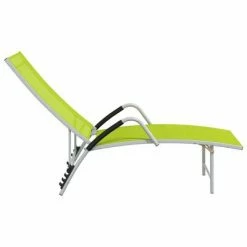 VidaXL Chaise longue Textilène et aluminium Vert 11 VidaXL Chaise longue Textilène et aluminium Vert -Bains de soleil Soldes image 4 310524