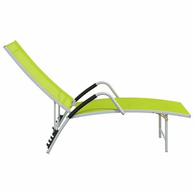VidaXL Chaise longue Textilène et aluminium Vert 6 VidaXL Chaise longue Textilène et aluminium Vert – Image 4