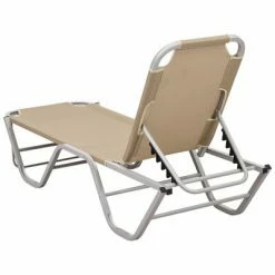 VidaXL Chaise longue Aluminium et textilène Crème 11 VidaXL Chaise longue Aluminium et textilène Crème -Bains de soleil Soldes image 4 310526