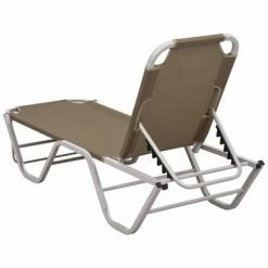 VidaXL Chaise longue Aluminium et textilène Taupe 11 VidaXL Chaise longue Aluminium et textilène Taupe -Bains de soleil Soldes image 4 310527