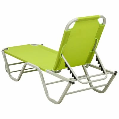 VidaXL Chaise longue Aluminium et textilène Vert 6 VidaXL Chaise longue Aluminium et textilène Vert – Image 4