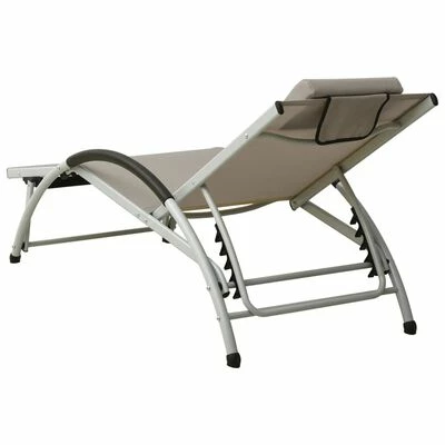 VidaXL Chaise longue avec oreiller Textilène Taupe 6 VidaXL Chaise longue avec oreiller Textilène Taupe – Image 4