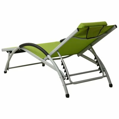 VidaXL Chaise longue avec oreiller Textilène Vert 6 VidaXL Chaise longue avec oreiller Textilène Vert – Image 4