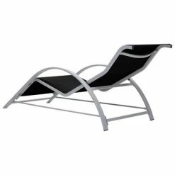 VidaXL Chaise longue Textilène et aluminium Noir 11 VidaXL Chaise longue Textilène et aluminium Noir -Bains de soleil Soldes image 4 310533
