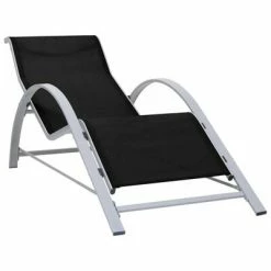 VidaXL Chaises longues 2 pcs avec table Aluminium Noir 10 VidaXL Chaises longues 2 pcs avec table Aluminium Noir -Bains de soleil Soldes image 4 310534