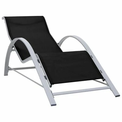 VidaXL Chaises longues 2 pcs avec table Aluminium Noir 5 VidaXL Chaises longues 2 pcs avec table Aluminium Noir – Image 4