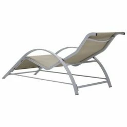 VidaXL Chaise longue Textilène et aluminium Crème -Bains de soleil Soldes image 4 310535