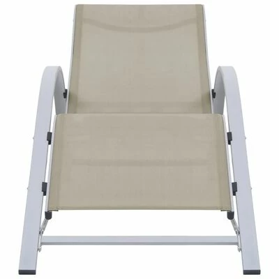 VidaXL Chaises longues 2 pcs avec table Aluminium Crème 6 VidaXL Chaises longues 2 pcs avec table Aluminium Crème – Image 4