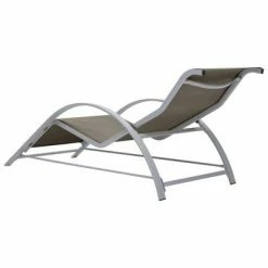 VidaXL Chaise longue Textilène et aluminium Taupe 11 VidaXL Chaise longue Textilène et aluminium Taupe -Bains de soleil Soldes image 4 310537